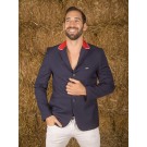 Naska Men - Veste de concours équestre - Modèle Homme - couleur marine à col rouge