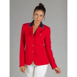 Naska Lady - Equestrian show jacket - For woman - Color Red with navy collar
