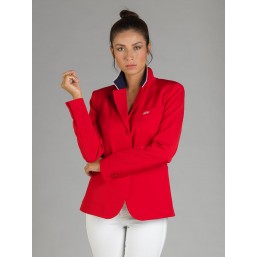 Naska Lady - Veste de concours équestre - Modèle femme - couleur Rouge à col Marine