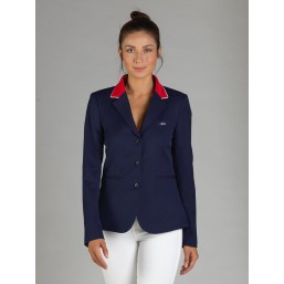 Naska Lady - Veste de concours équestre - Modèle femme - couleur Marine à col rouge