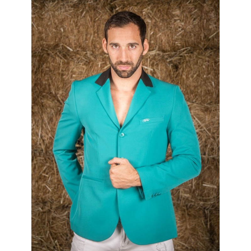 Naska Men - Veste de concours équestre - Modèle Homme - couleur verte à col noir